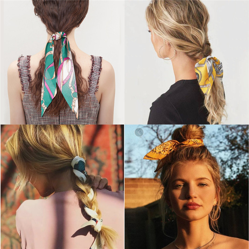 Tie Bar Clip - Bohemian Fashion Flower Printed Satin Elastic