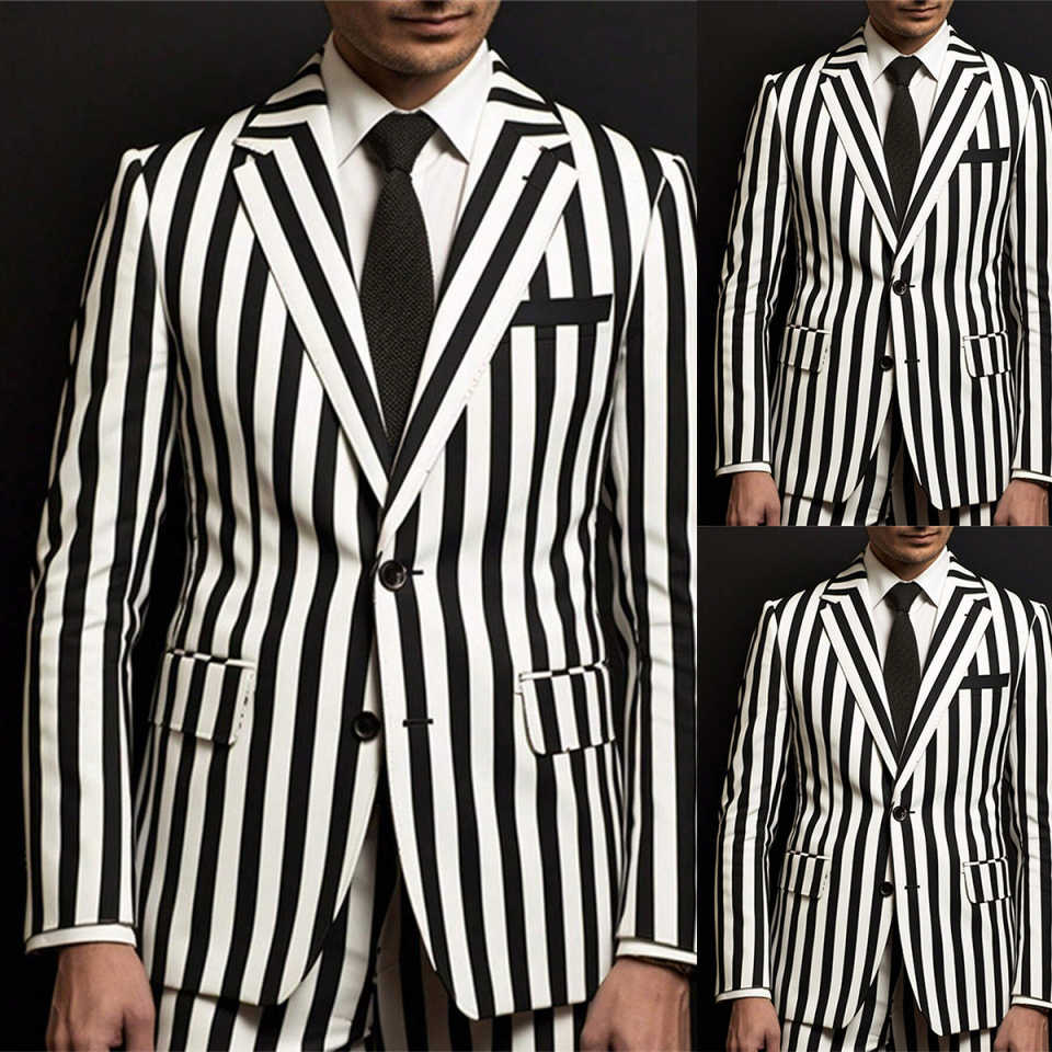 Men'S Holiday Formal Wear - Spring Fashion Striped Men Pants Suits