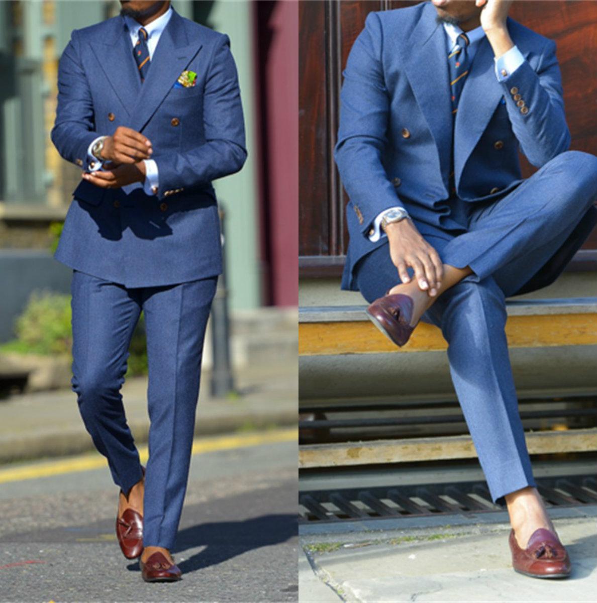 Men Formal Wear Pants - Dark Blue Formal Mens Suits Two