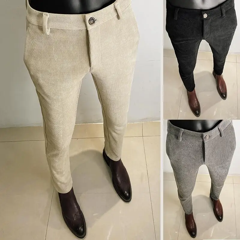 Men'S Formal Wear For Office - Autumn Winter Thickened Woolen Suit Pant