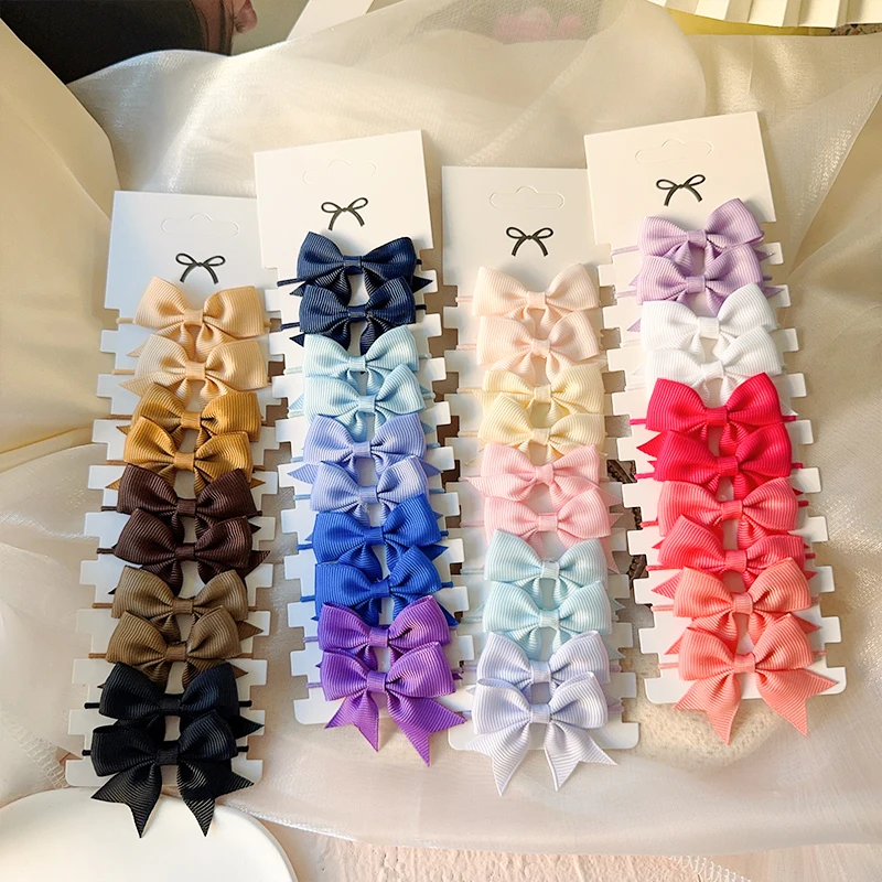 Tie Bar Clip - 10Pcs 3 Styles Bows Elastic Hair