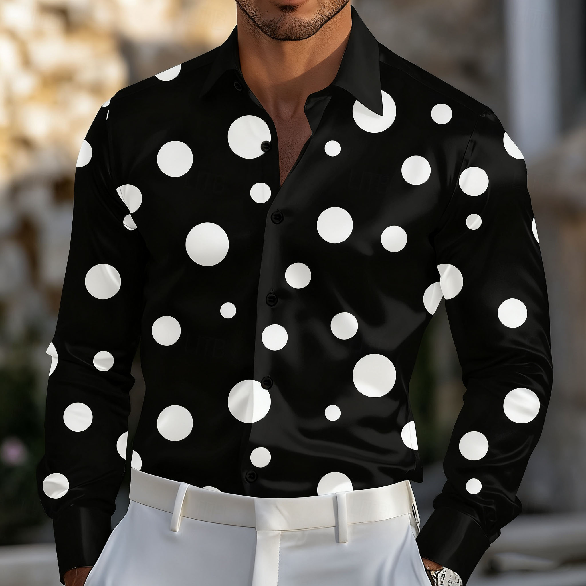 Men'S Holiday Formal Wear - Men's Geometric Polka Dot Shirt Formal