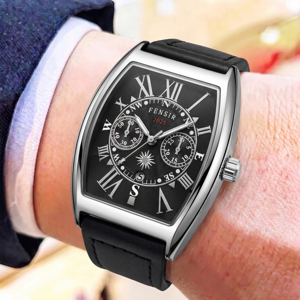 Men'S Holiday Formal Wear - High-End Men's Watch with Barrel-Shaped Quartz