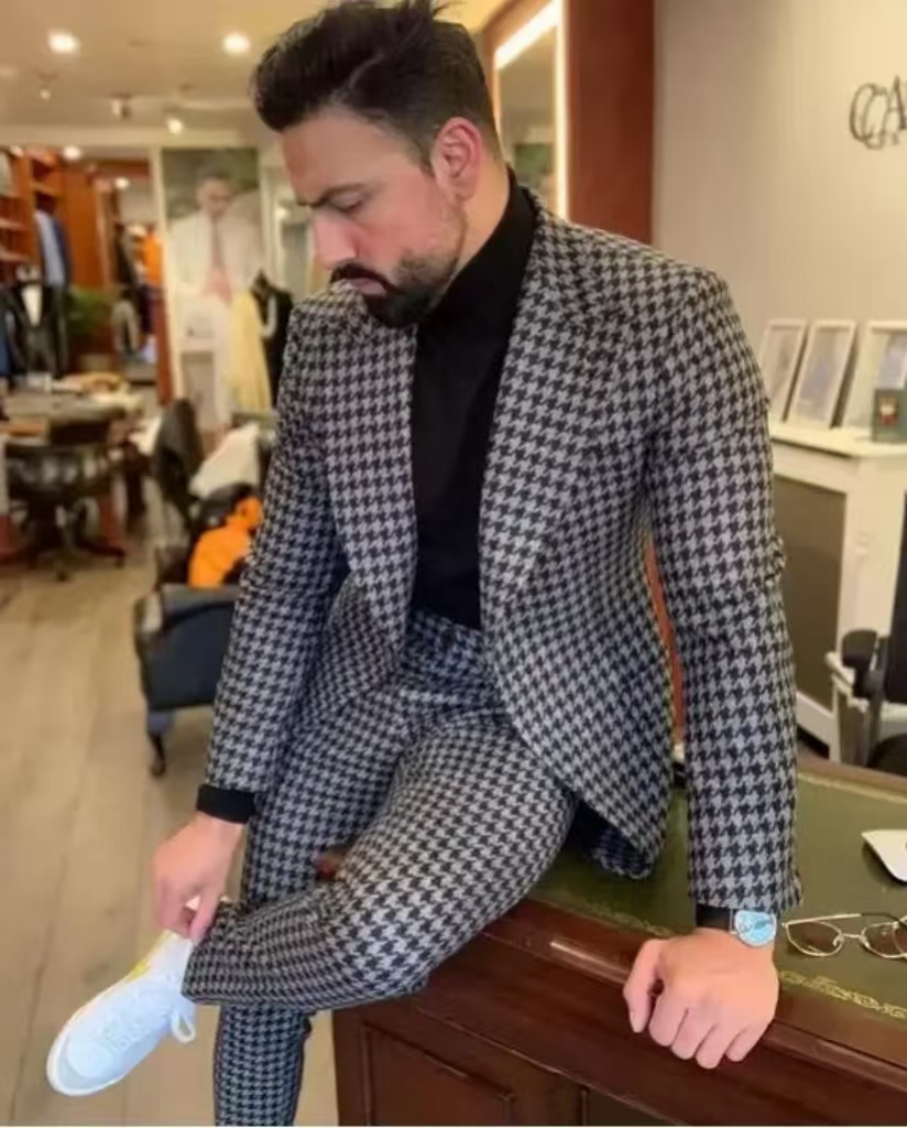 Houndstooth Vintage Men's Suit - Men Formal Wear Pants review and price