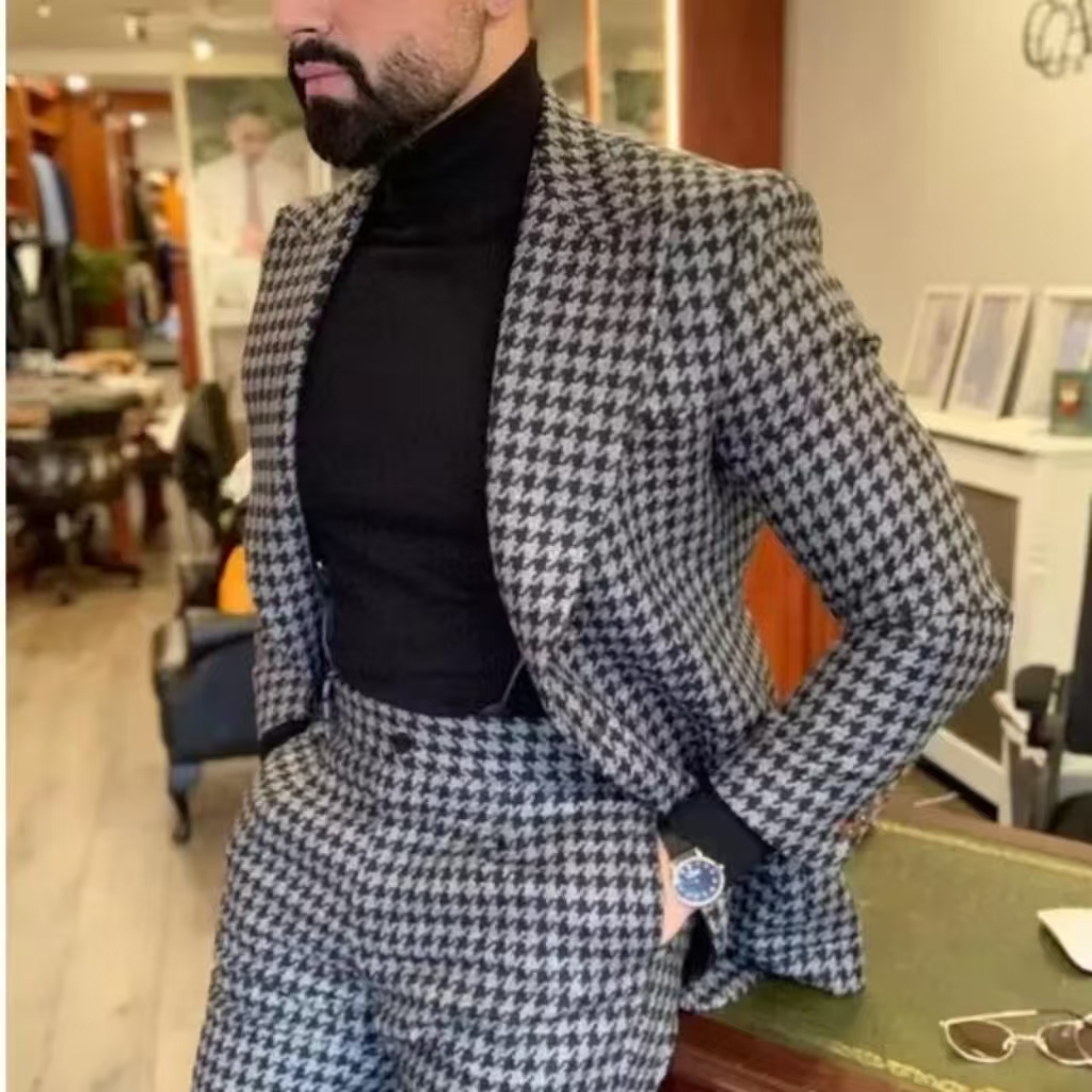 Houndstooth Vintage Men's Suit - Men Formal Wear Pants review and price