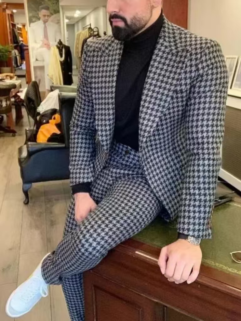 Houndstooth Vintage Men's Suit - Men Formal Wear Pants review and price