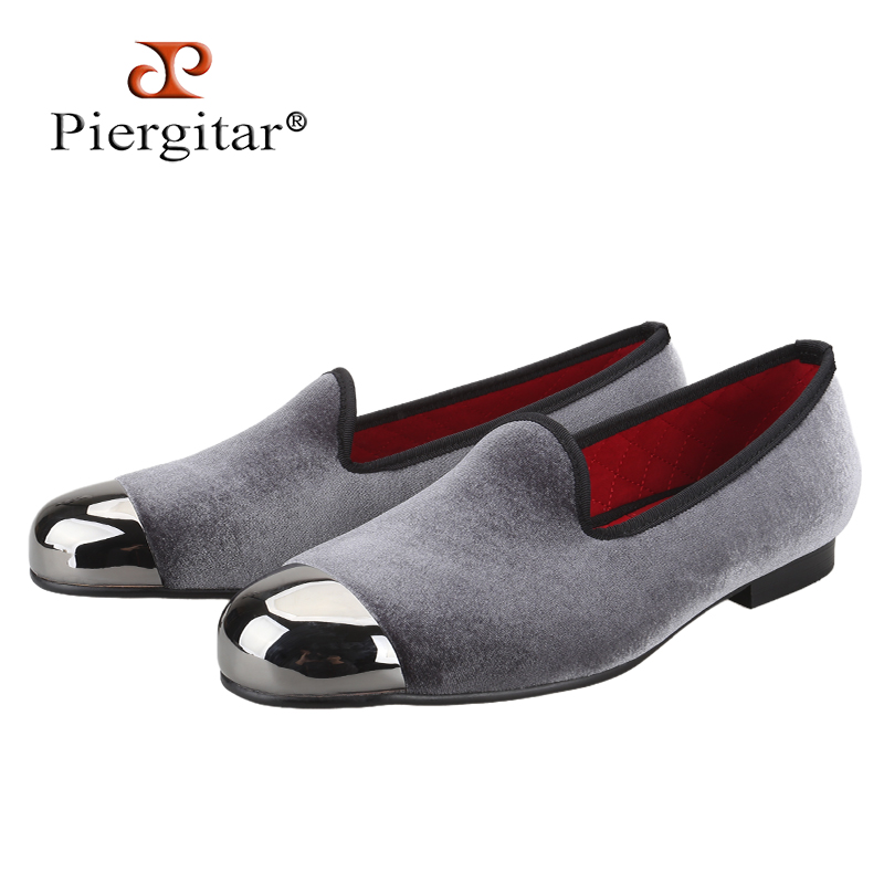 Piergitar Gray Velvet Slip-On  - Men'S Formal Wear Slippers review and price