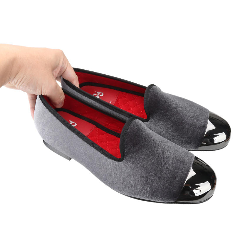 Piergitar Gray Velvet Slip-On  - Men'S Formal Wear Slippers review and price