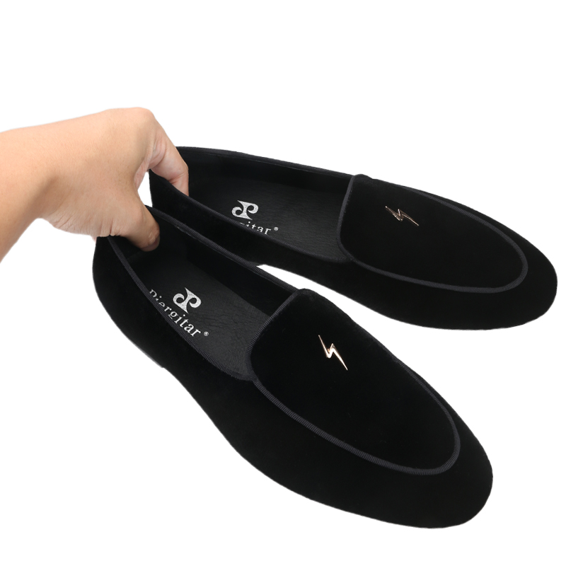 Piergitar Black Color Velvet M - Men'S Formal Wear Slippers review and price