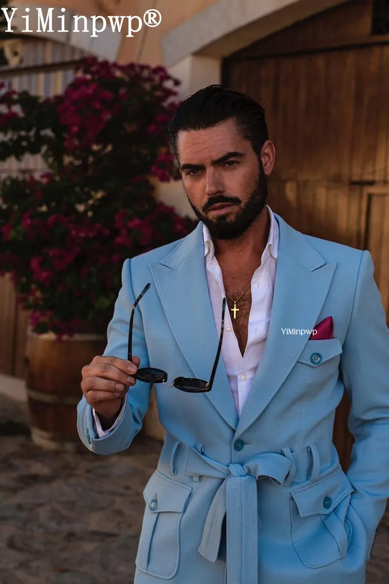 Sky Blue Men Suits 2 Piece Sum - Men'S Holiday Formal Wear review and price