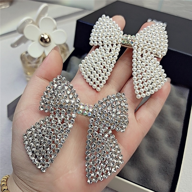 Rhinestone Pearl Bow Hair Clip - Tie Bar Clip review and price