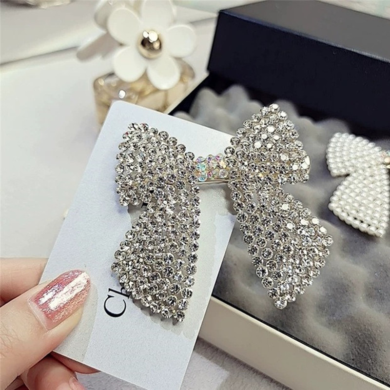 Rhinestone Pearl Bow Hair Clip - Tie Bar Clip review and price
