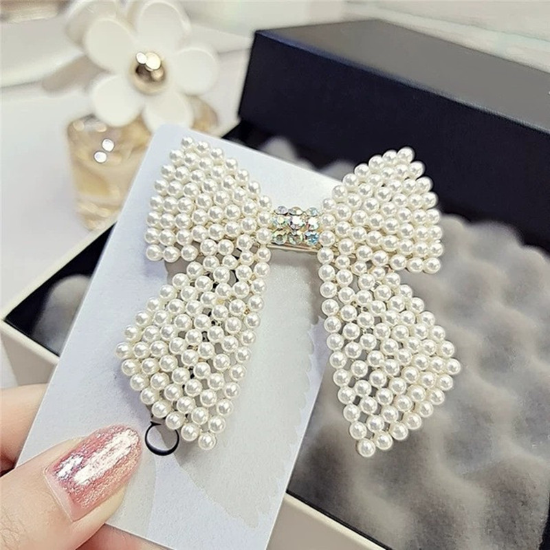 Rhinestone Pearl Bow Hair Clip - Tie Bar Clip review and price