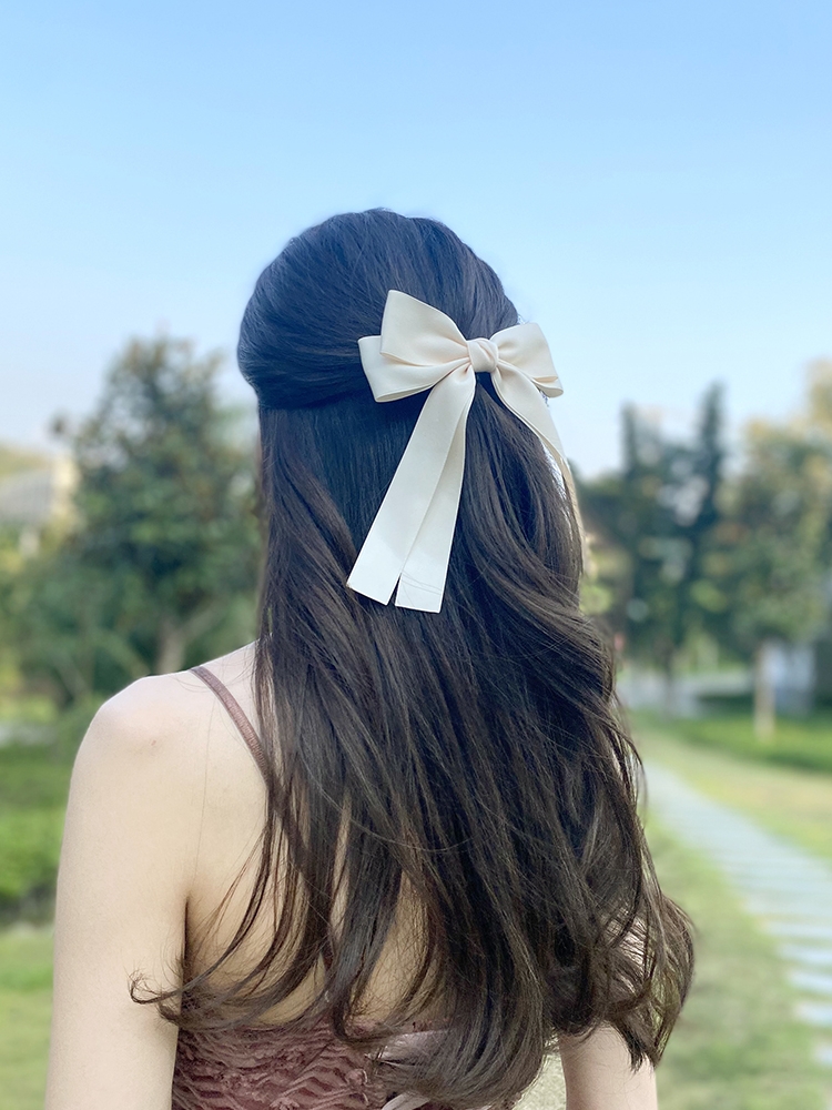 Korea Elegant Long Ribbon Bow  - Tie Bar Clip review and price