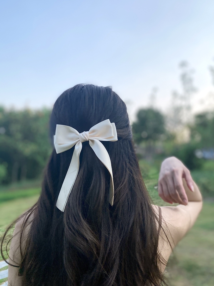 Korea Elegant Long Ribbon Bow  - Tie Bar Clip review and price