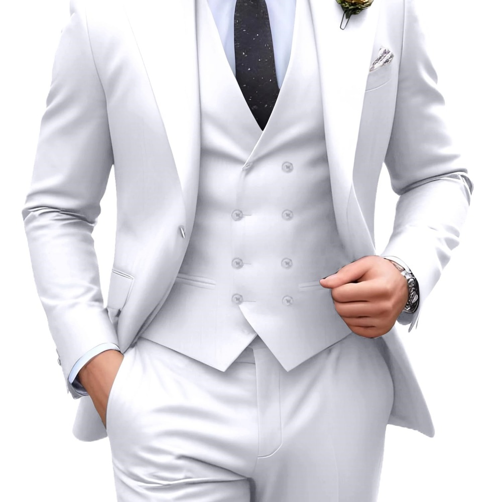 3 Pieces Solid Color Men Suits - Men Formal Wear Pants review and price